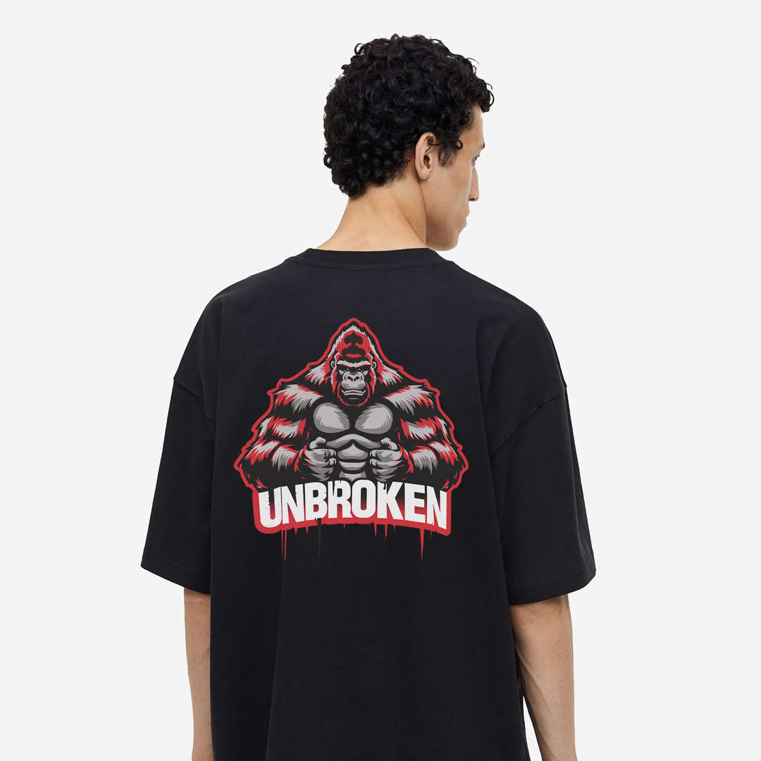 Unbroken Gorilla Printed Oversized Gym T-shirt