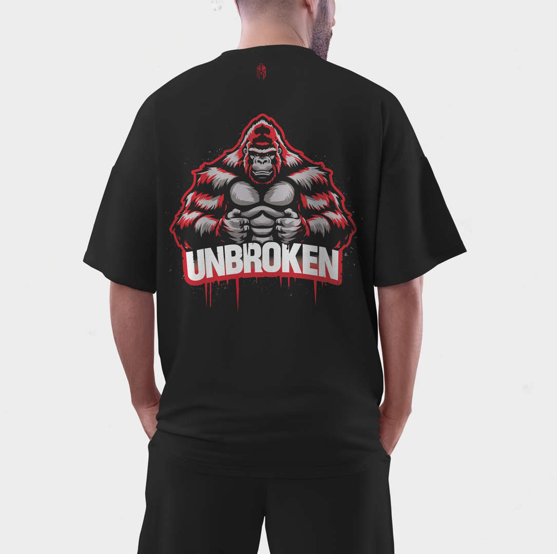 Unbroken Gorilla Printed Oversized Gym T-shirt