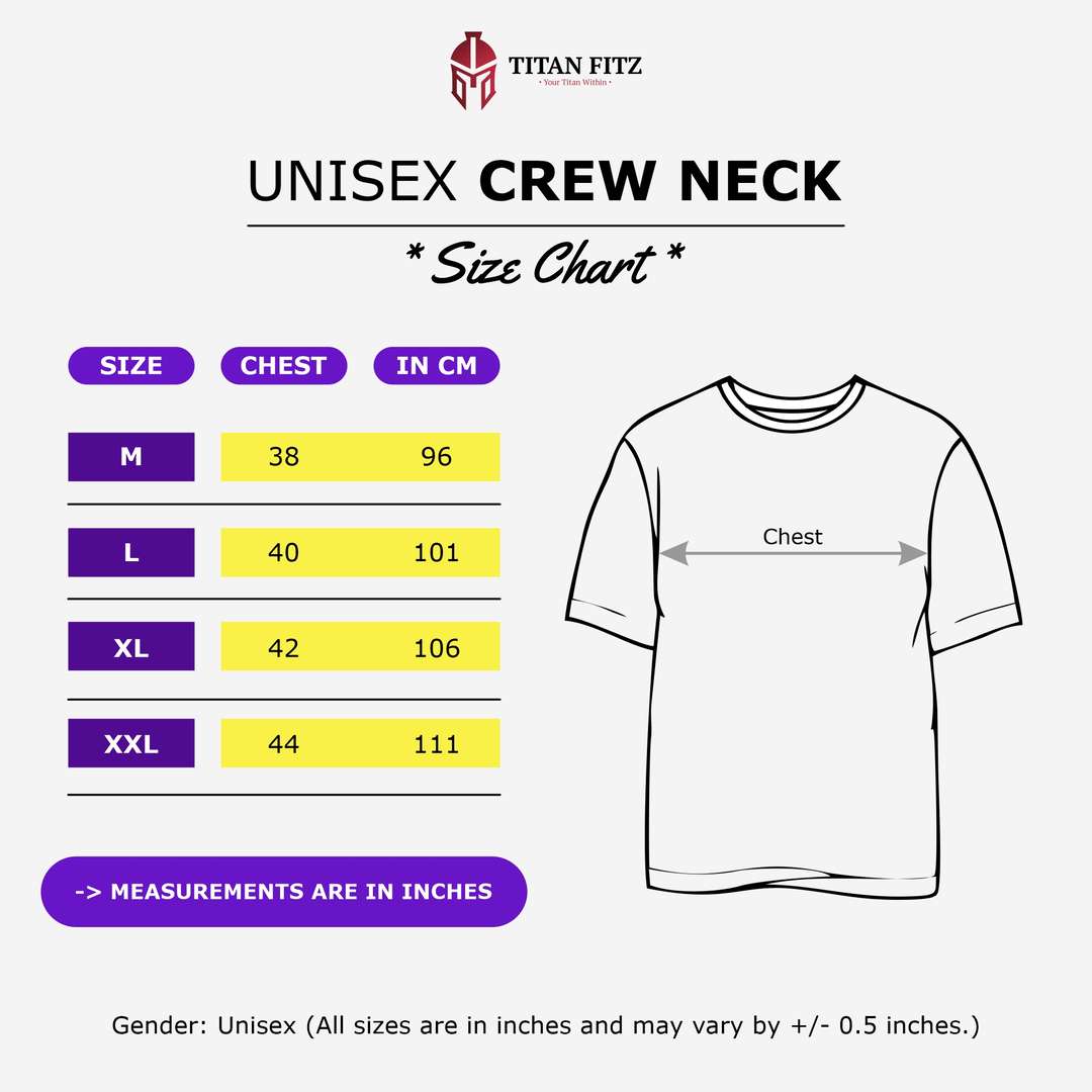 Crewneck tshirt size chart