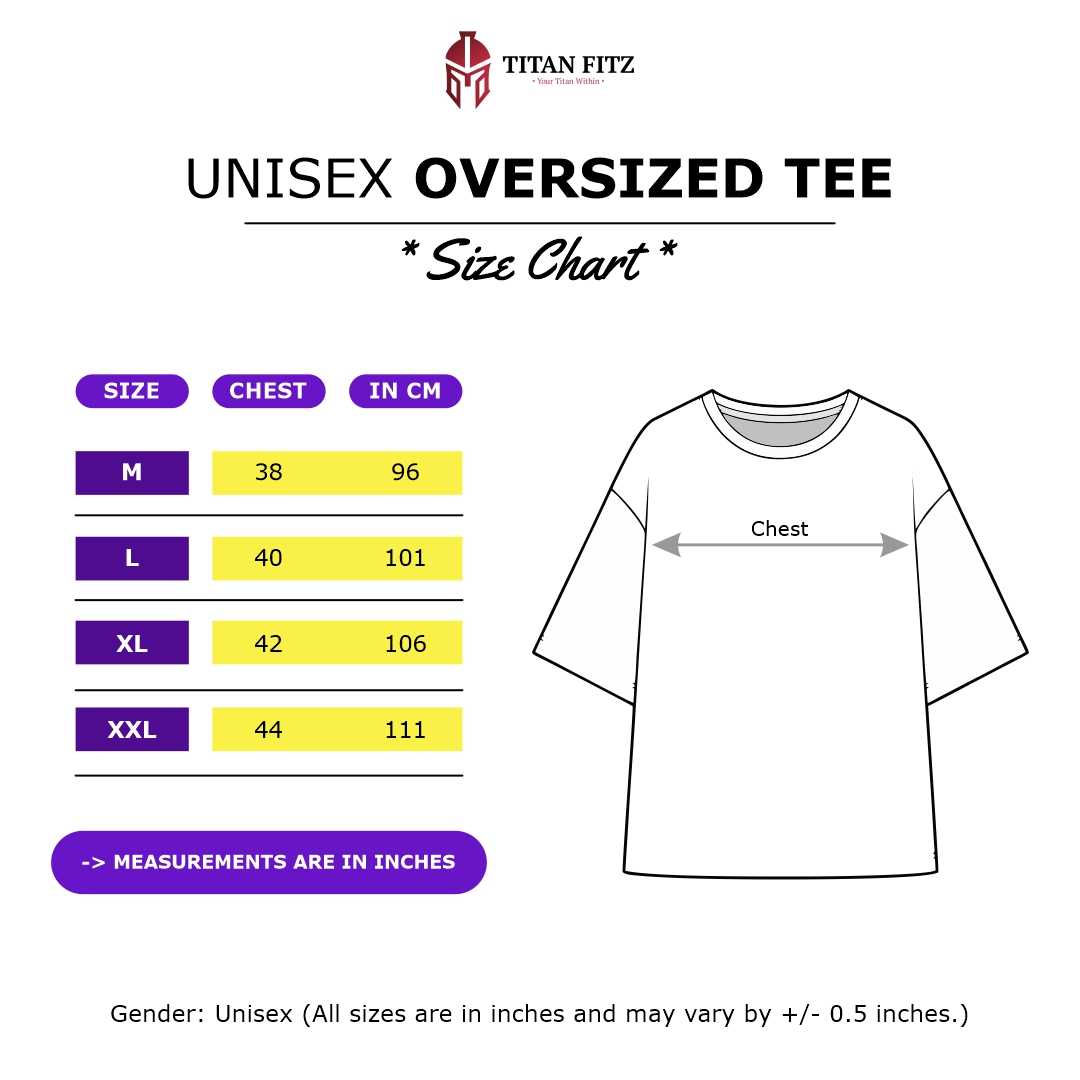 Oversized T-shirt size chart